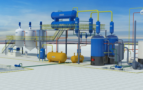 Tyre pyrolysis oil distillation process plant