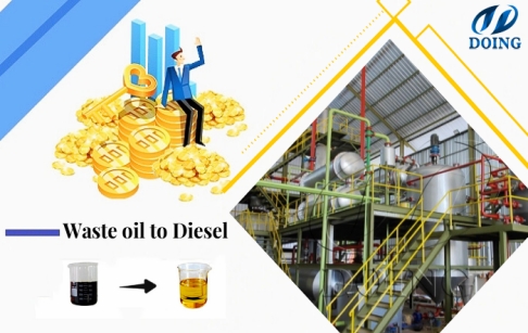 Used motor oil to diesel fuel refinery plant
