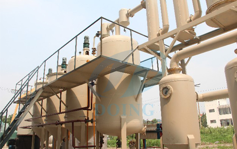 Converting waste motor oil to diesel fuel refining plant