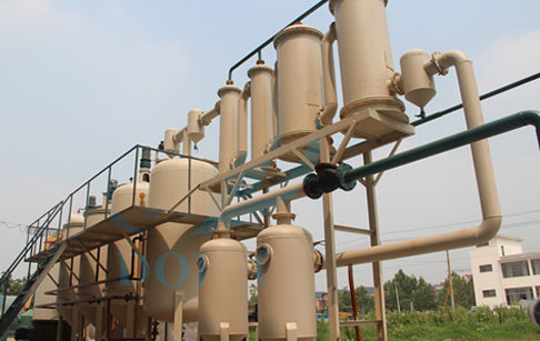 Waste motor/lube oil distillation plant running 