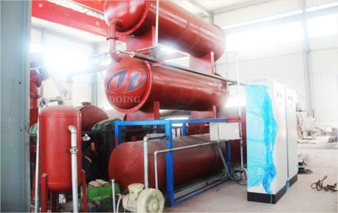 Continuous process rubber tyre recycling plant