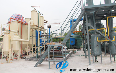 Black motor oil fuel to diesel refinery plant