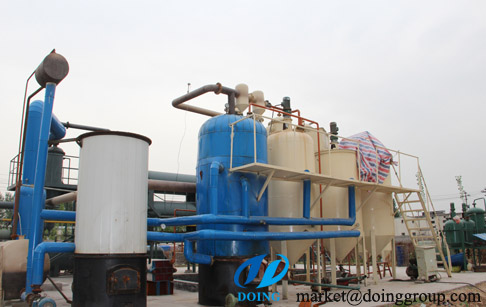 Black motor oil fuel to diesel refinery plant