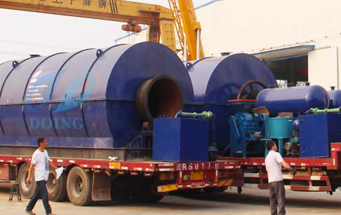  Waste tyre to oil recycling process pyrolysis plant