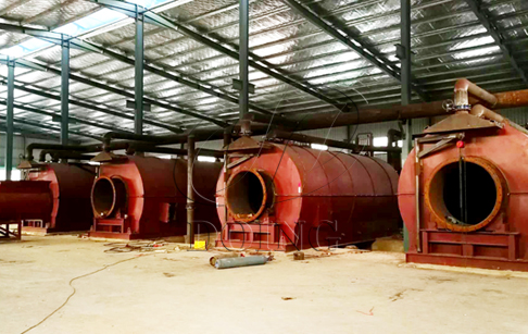4 sets 12T/D used tyre pyrolysis plants being installed in Fujian, China