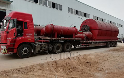 One set 12 T/D waste tyre to oil plant delivery to Hebei, China