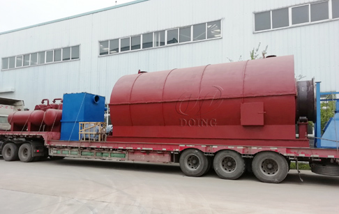 One set 12T waste tyre to oil machine was shipped to Indonesia
