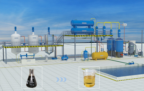Clean, bright diesel is being extracted from waste oil distillation plant