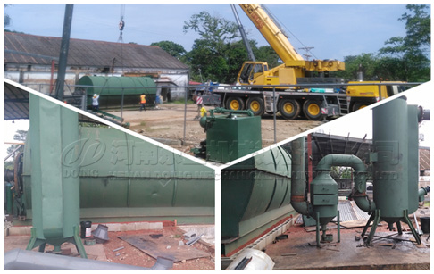 The secondary installation of the waste tyre pyrolysis to oil machine in Panama