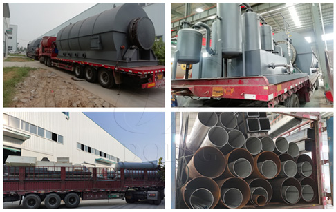 6 sets waste tire recycling to pyrolysis oil machine were sent to Romania