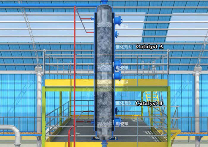 pyrolysis oil color and smell removing system