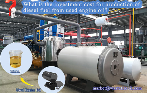 What is the investment cost for production of diesel fuel from used engine oil?