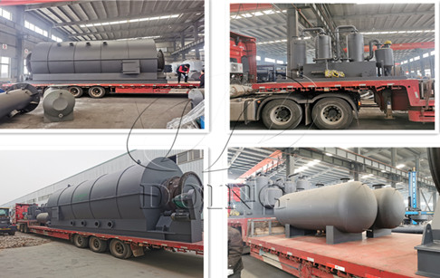 3 sets of 12tpd waste tire pyrolysis plants and 1 set of 14tpd tire pyrolysis oil to diesel refining plant delivered to Ghana