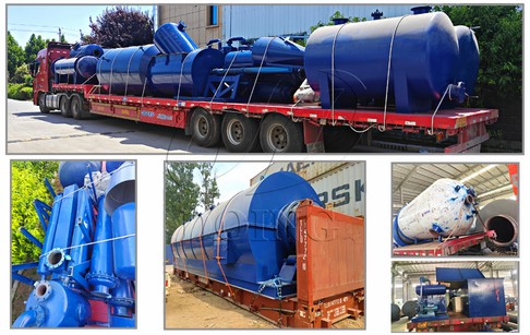 A set of waste tire pyrolysis plant and a set of waste oil distillation machine were delivered to South Africa