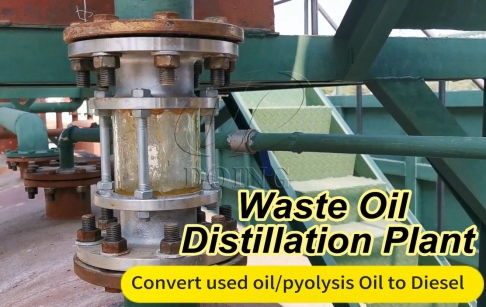What is the quality of the diesel produced through waste oil distillation plant?