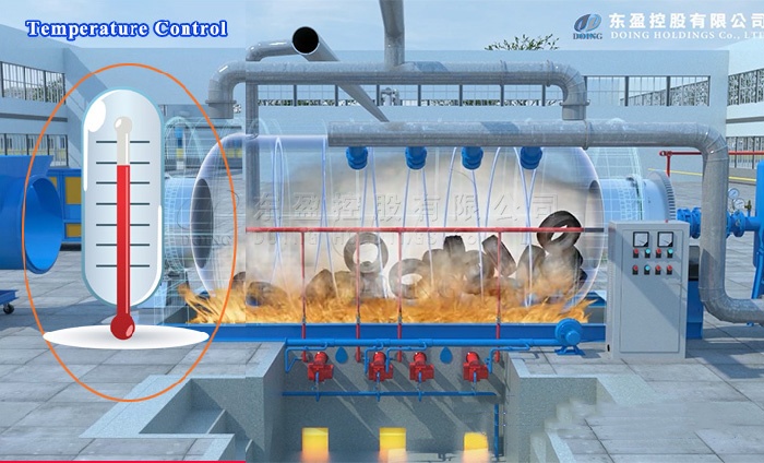 Temperature control for tire pyrolysis oil production equipment