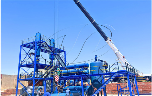15TPD Waste tire pyrolysis plant and 14TPD waste oil distillation machine running video in South Africa
