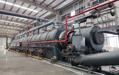 Fully continuous tyre pyrolysis plant