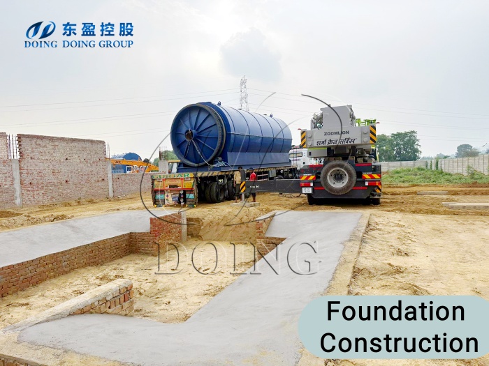DOING pyrolysis plant foundation construction DOING tire pyrolysis plant