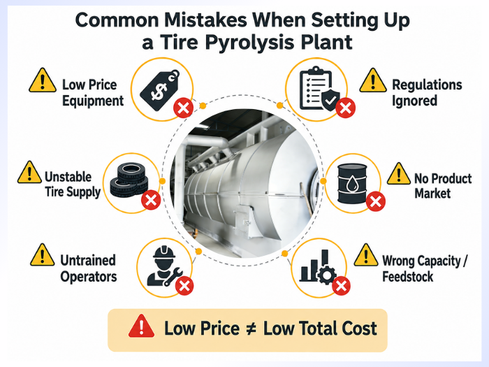 Waste tire pyrolysis plant set-up